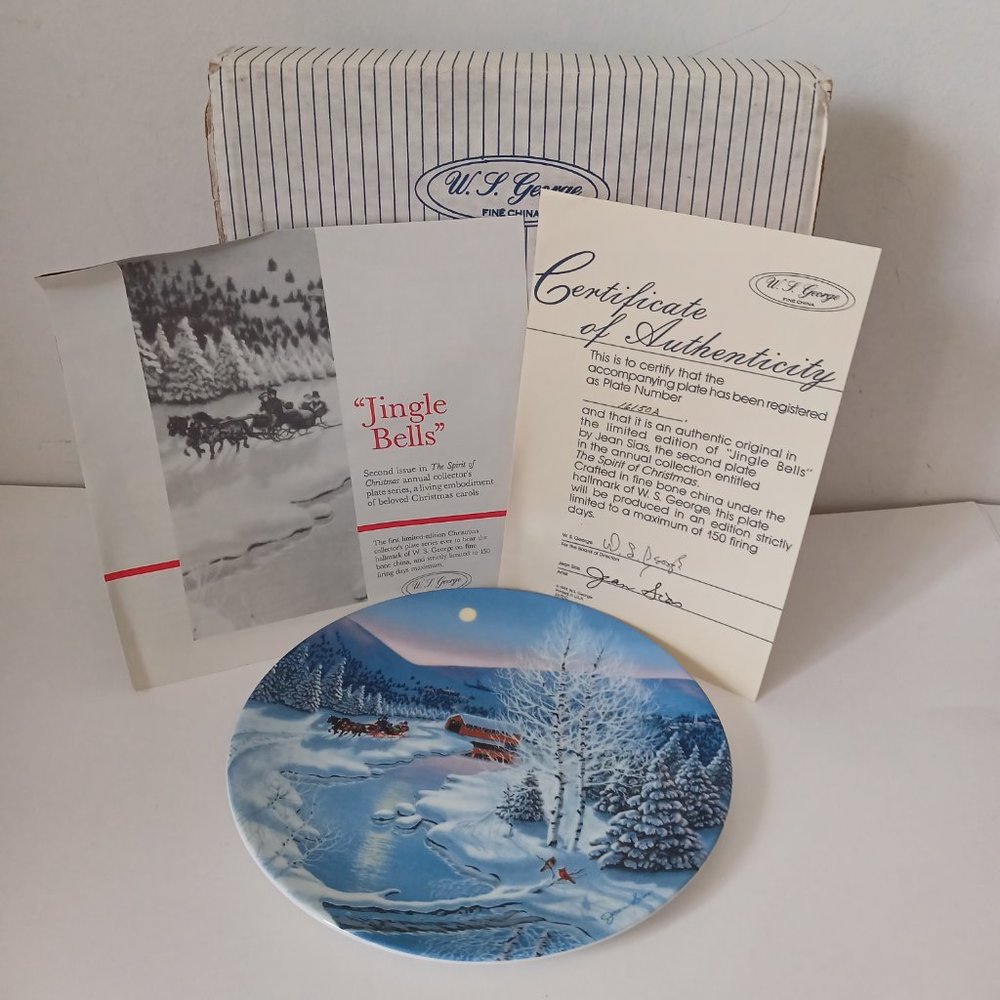 Vintage W.S. George Collector Plate 1991 Jingle Bells The Spirit of Christmas